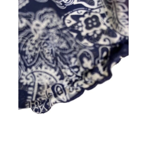 Retro Floral Lace Sheer Top L Blue Coastal Preppy Boho Western Nautical 80s - Picture 5 of 12